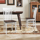 Set of 2 Kitchen Armless Dining Chairs with Slatted High Backrests-White by LJGDeals