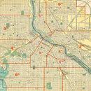 Vintage Map of Minneapolis, Minnesota 1924