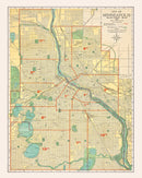 Vintage Map of Minneapolis, Minnesota 1924