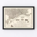 Vintage Map of St. Paul, Minnesota 1869