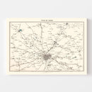 Vintage Map of Moscow, Russia 1928