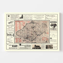 Vintage Map of Nurnberg, Germany 1920