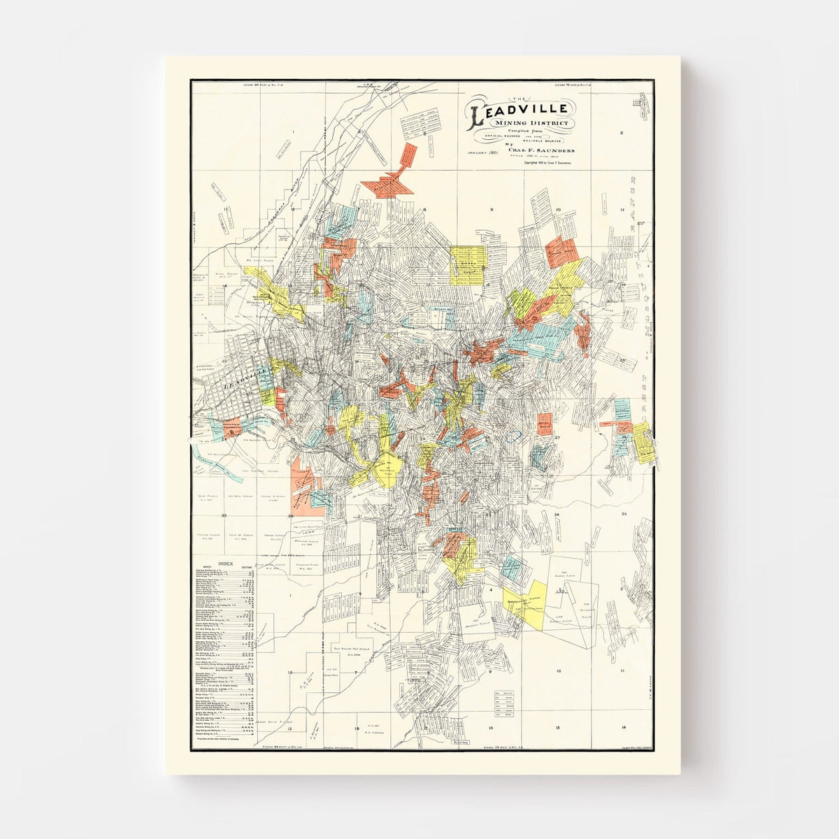 Vintage Leadville Mining District Map 1901, photo 4 of 5