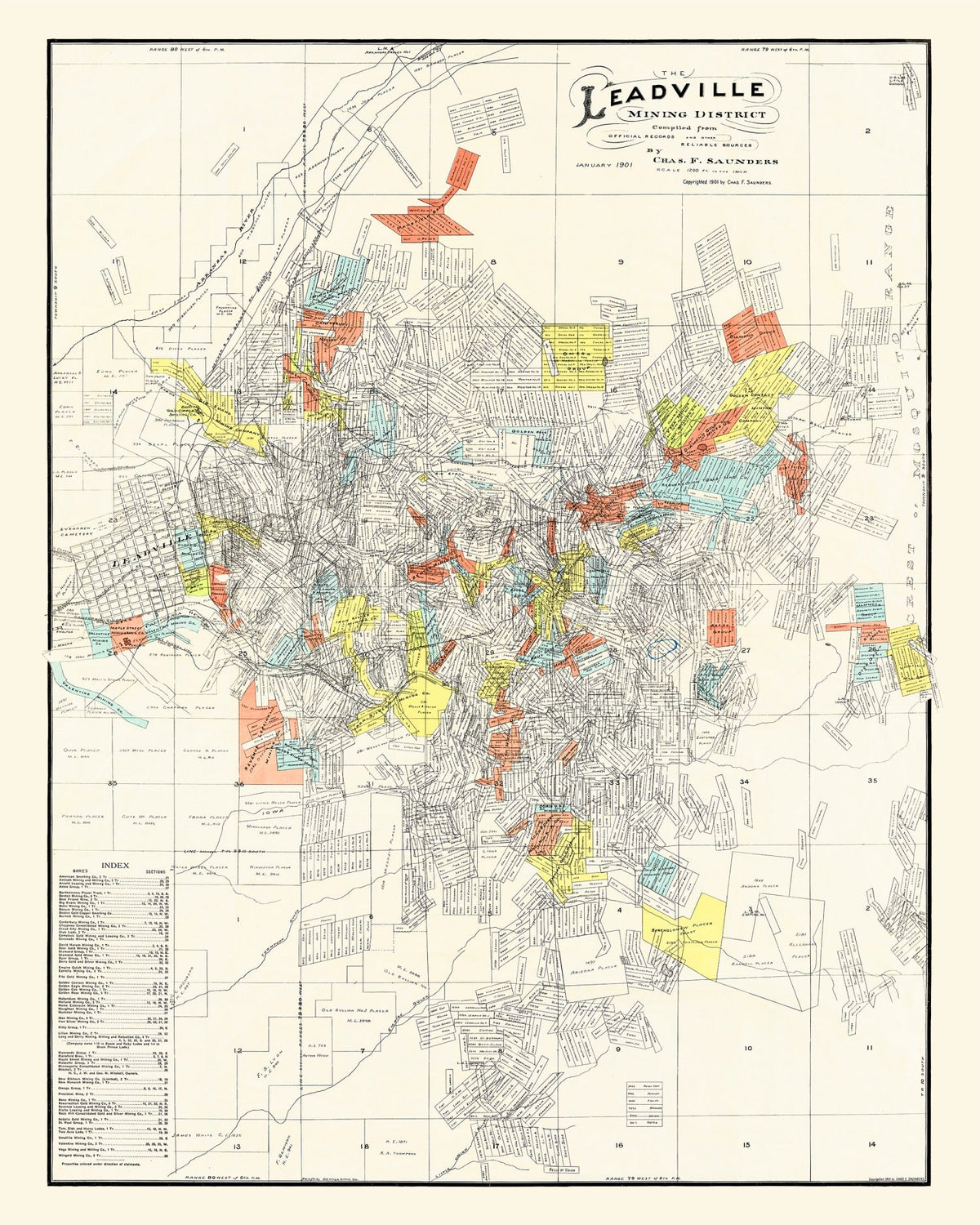 Vintage Leadville Mining District Map 1901, photo 5 of 5