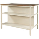 Rustic 3 Piece Stationary Kitchen Island Set With 2 Seatings, With 2 Open Shelves by HouseOfZazla