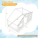 Twin Size House Bed with LED Lights Montessori Slat-free Floor Bed by LJGDeals