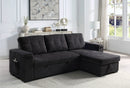 Toby - Woven Fabric Reversible Sleeper Sectional Sofa With Storage Chaise Cup Holder Charging Ports And Pockets by Unique Piece Furniture