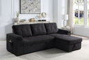 Toby - Woven Fabric Reversible Sleeper Sectional Sofa With Storage Chaise Cup Holder Charging Ports And Pockets by HouseOfZazla