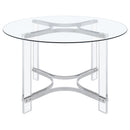 Keeling 47-inch Round Glass Top Acrylic Dining Table Chrome