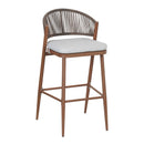 Outdoor Bar Height Metal Frame Counter Stools with Scallop-Shaped Backrest & Water-Resistant Cushions by HouseOfZazla