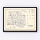 Vintage Map of Johnston County, Oklahoma 1936