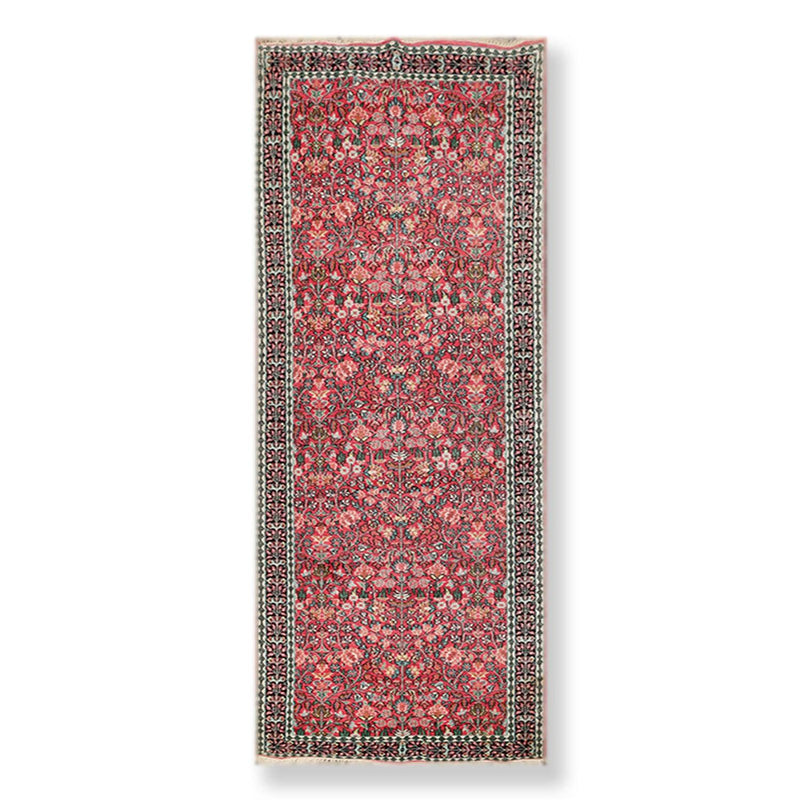 3’3"x9’9" Runner Rose, Ivory Hand Knotted 200 KPSI Kashmir Silk Traditional Oriental Area Rug