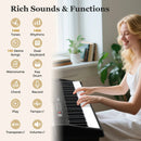 88 Key Foldable Piano Keyboard Portable Semi Weighted Electric Piano-Black by LJGDeals