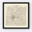 Vintage Map of Allen County, Indiana 1935