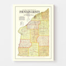 Vintage Map of Attica County, Indiana 1914