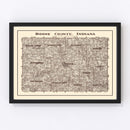 Vintage Map of Boone County, Indiana 1936
