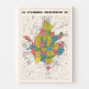 Vintage Map of Indianapolis, Indiana 1958