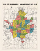 Vintage Map of Indianapolis, Indiana 1958