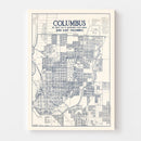 Vintage Map of Columbus, Indiana 1930