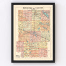 Vintage Map of Kosciusko County, Indiana 1908