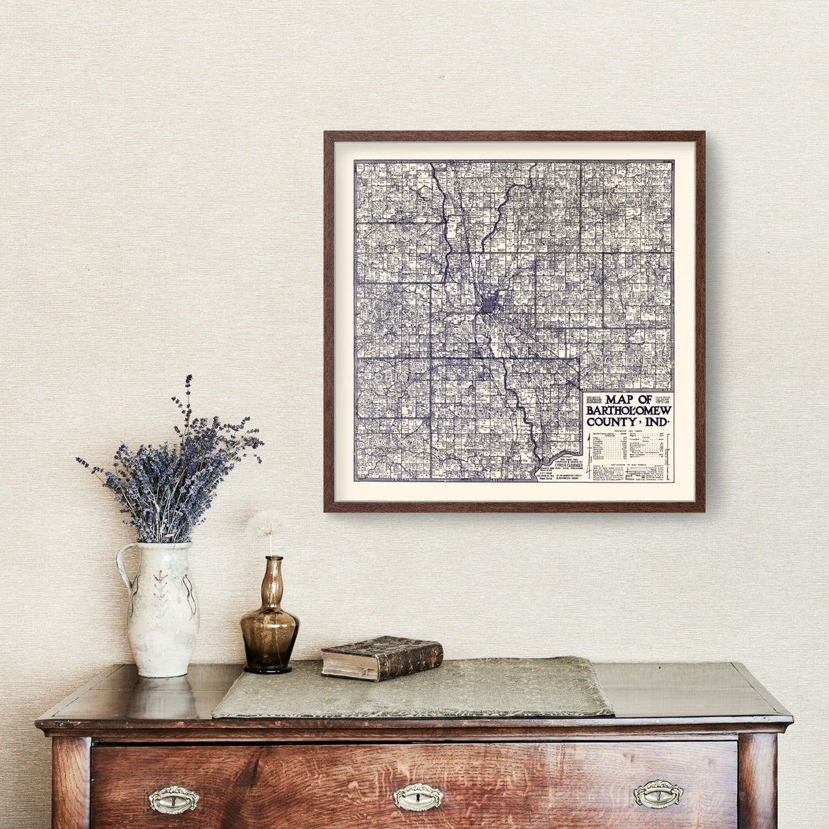 Vintage Map of Bartholomew County, Indiana 1925, photo 3 of 5