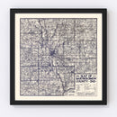Vintage Map of Bartholomew County, Indiana 1925