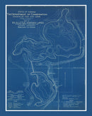 Vintage Big & Little Chapman Lakes, IN Map 1922