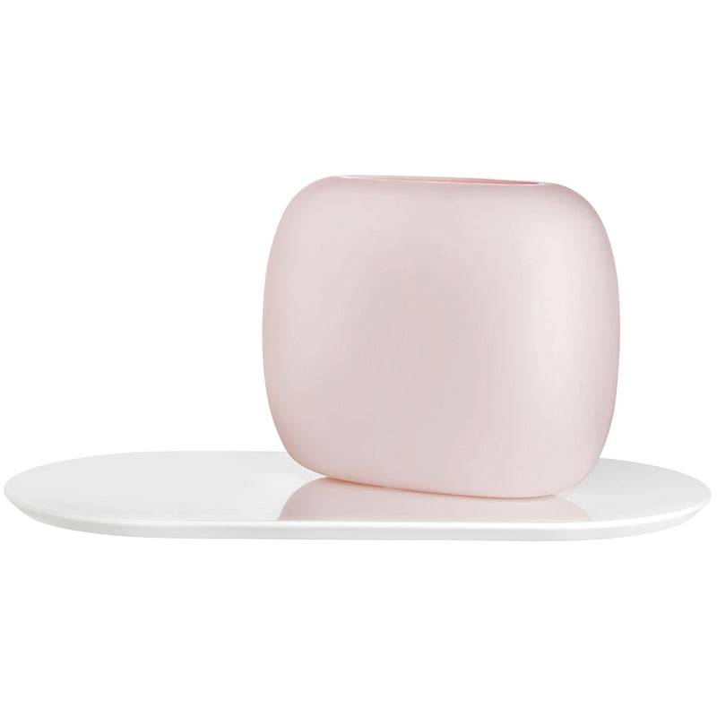 Sweets Vase Opal Pink with White Glossy Base Large