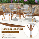 3 Piece French Bistro Table Chair Set with Outdoor Wicker Round Table and 2 Dining Chairs by DirectDeals