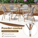 3 Piece French Bistro Table Chair Set with Outdoor Wicker Round Table and 2 Dining Chairs by LJGDeals