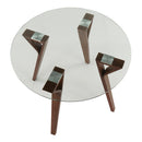 Folia - Mid-Century Modern Round Dinette Table - Walnut / Clear by HouseOfZazla