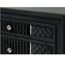 1 Piece Nightstand Upholstery Textured Look Luxurious Feel Drawer Fronts Crystal Style Knobs - Black