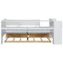 Twin Daybed With Drawers, Trundle, Headboard Storage, Study Desk, And USB Charging Station - White by HouseOfZazla