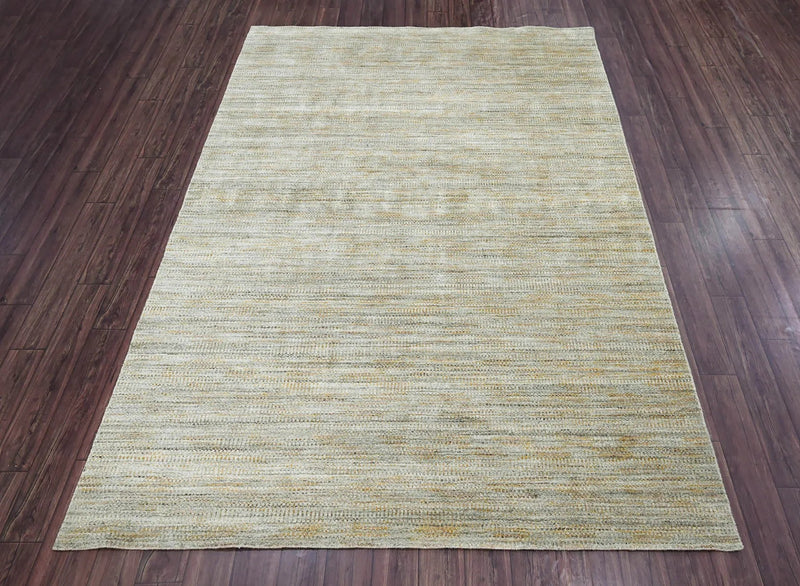 6x9 Beige LoomBloom Hand Knotted Modern & Contemporary Textured Tibetan 100% Wool Oriental Area Rug