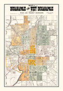 Vintage Map of Indianapolis, Indiana 1896