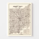 Vintage Map of Jennings County, Indiana 1935
