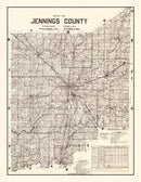 Vintage Map of Jennings County, Indiana 1935