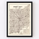 Vintage Map of Jennings County, Indiana 1935