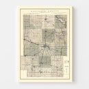 Vintage Map of Kosciusko County, Indiana 1933