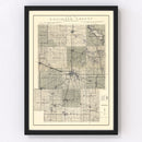 Vintage Map of Kosciusko County, Indiana 1933