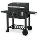 24-Inch Barrel Charcoal Grill with 2 Folding Side Tables and 544 sq.in Cooking Area by LJGDeals
