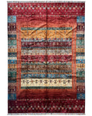 Afghani Khorjin Wool Rug – 7' x 9'10" – Vibrant Geometric & Tribal Patterns