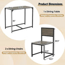 3 Pcs Dining Set Compact Table and 2 Chair with Metal Frame for for Small Space by LJGDeals