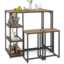 3-Piece Bar Table Set for 2 Bar-Height Dining Table with 2 Stools-Rustic Brown by LJGDeals