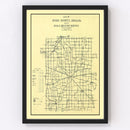 Vintage Map of Rush County, Indiana 1909