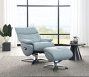 Janella - Top Grain Leather Accent Chair With Swivel & Ottoman - Baby Blue by HouseOfZazla