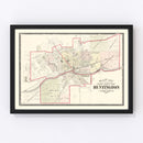 Vintage Map of Huntington, Indiana 1879