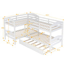 Twin L-Shaped Bunk Bed With Trundle - White by HouseOfZazla