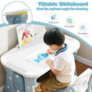Height Adjustable Kids Table and Chair Set with Tiltable Whiteboard and Concave Shelf by LJGDeals