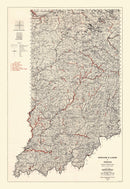 Vintage Map of Indiana 1933